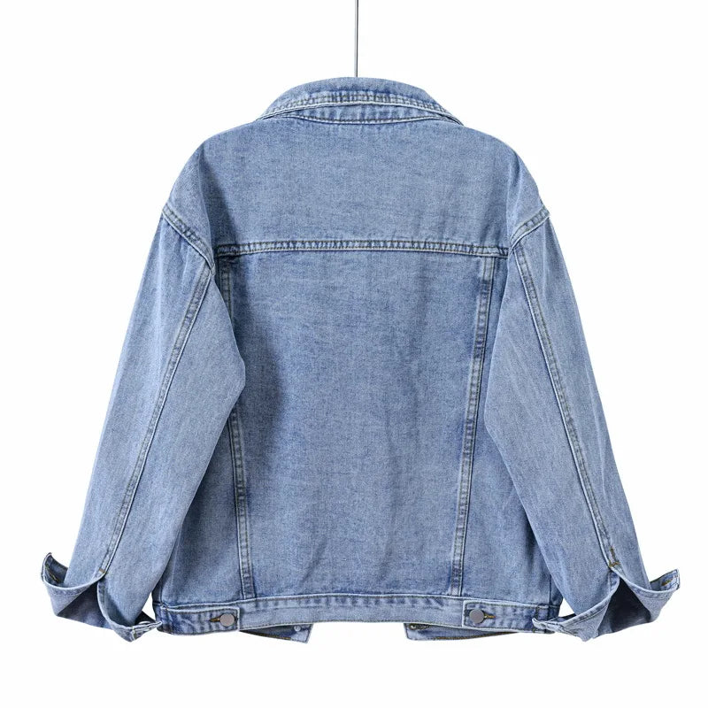 Denim Woman Jacket Winter 2024 Oversize Jean Jacket Long Sleeve Turn-down Collar Female Outerwear Fall Loose Korean Fashion