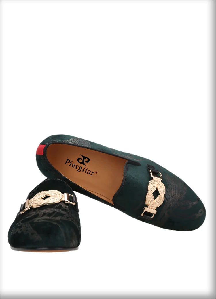 Men's Classic Loafers With Paisley Printing Made By Hand In Court Style