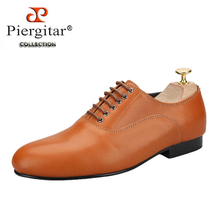 Piergitar 2023 Black And Brown Genuine Leather Men Loafers For Party Handmade Lace-up Men's Formal Shoes Classic Dress Shoe