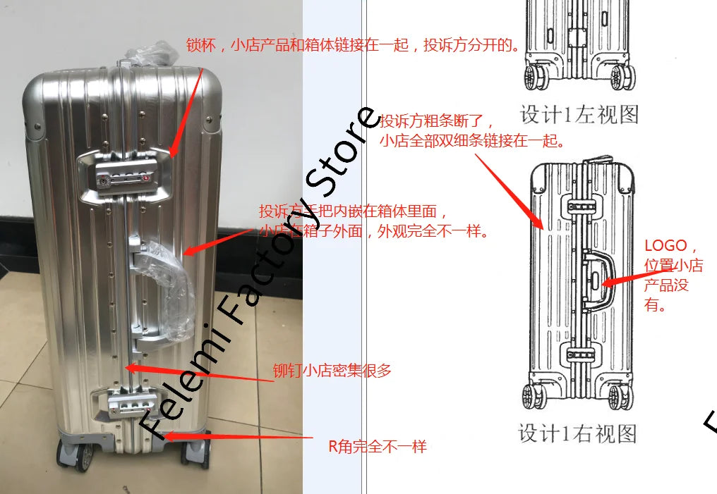 100% Aluminum-magnesium alloy Travel Suitcase