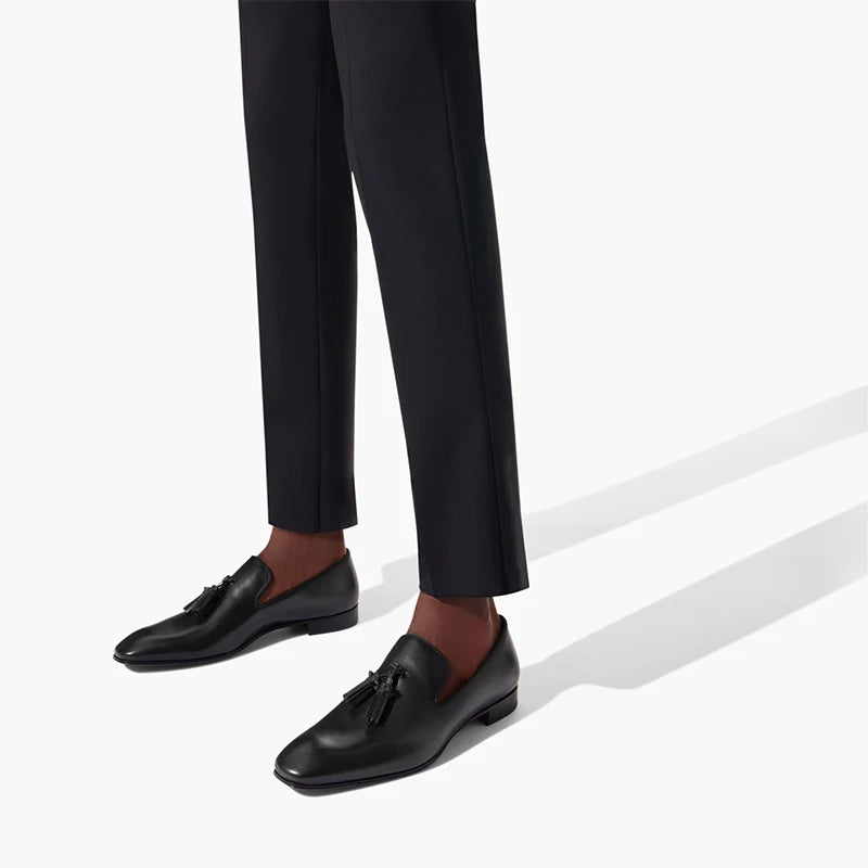 Piergitar Patinated Calf Leather Iconic Dandelion Loafers With Tassels Featuring Metal Spikes CL Brand Same Model Men Moccasins