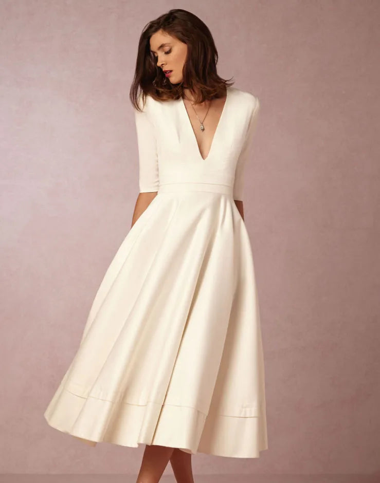 V-neck Short Sleeve Dresses for Women.
