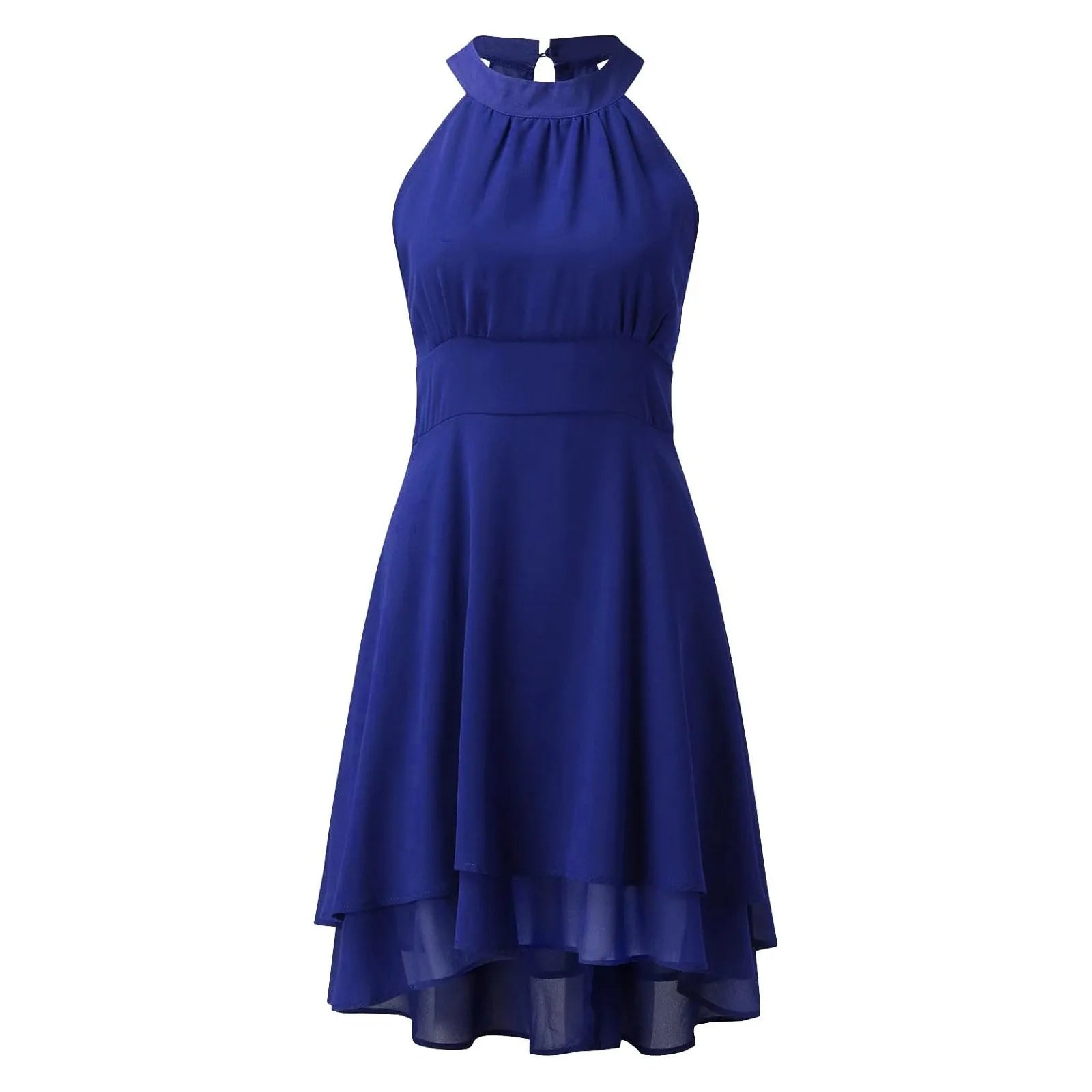 Women's Sleeveless Chiffon High-Waist Layered Halter Dress