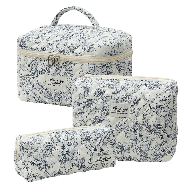 1pcs Quilted Cotton Makeup Bag