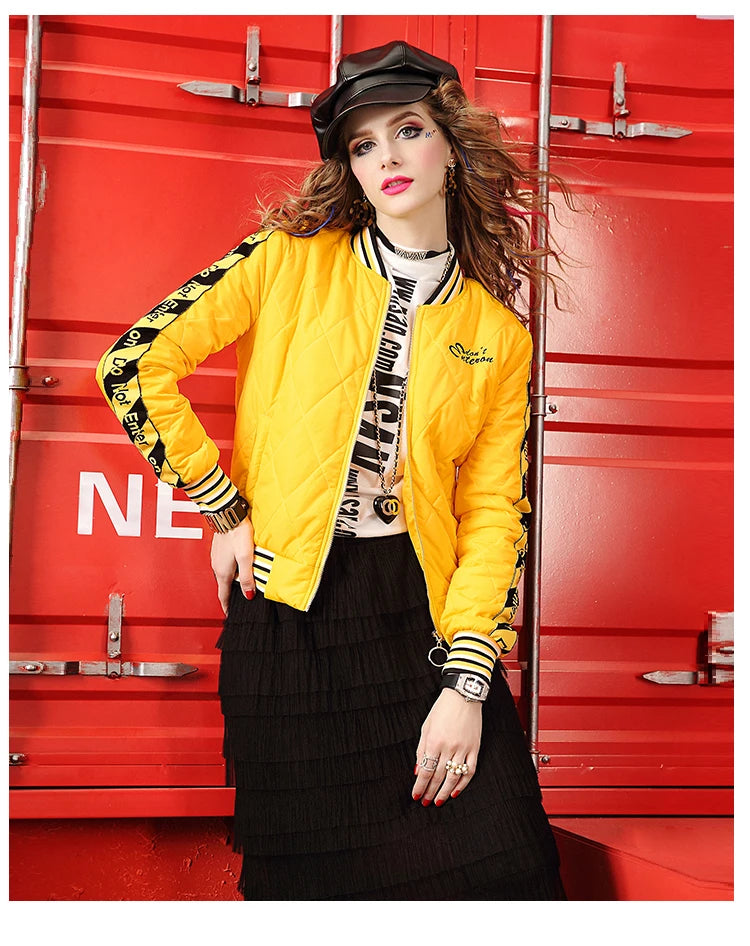 Yellow Winter coat for women short jackets for women Women's Long Sleeve coat Woman clothing Women's top