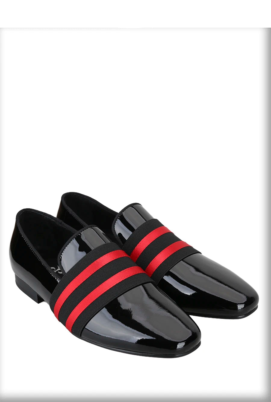 Men's Patent Leather Slip-On Shoes with Patchwork Colour Crossband Comfortable Wear for Fashion Party