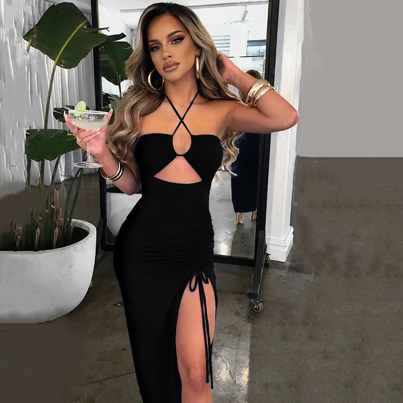 Sleeveless Sexy Female Midi Backless Dresses