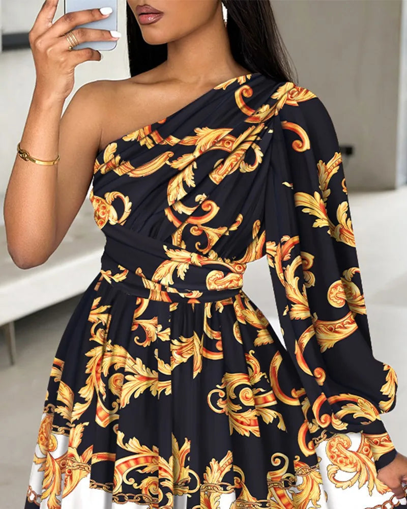 Off Shoulder Boho Print Women Dress