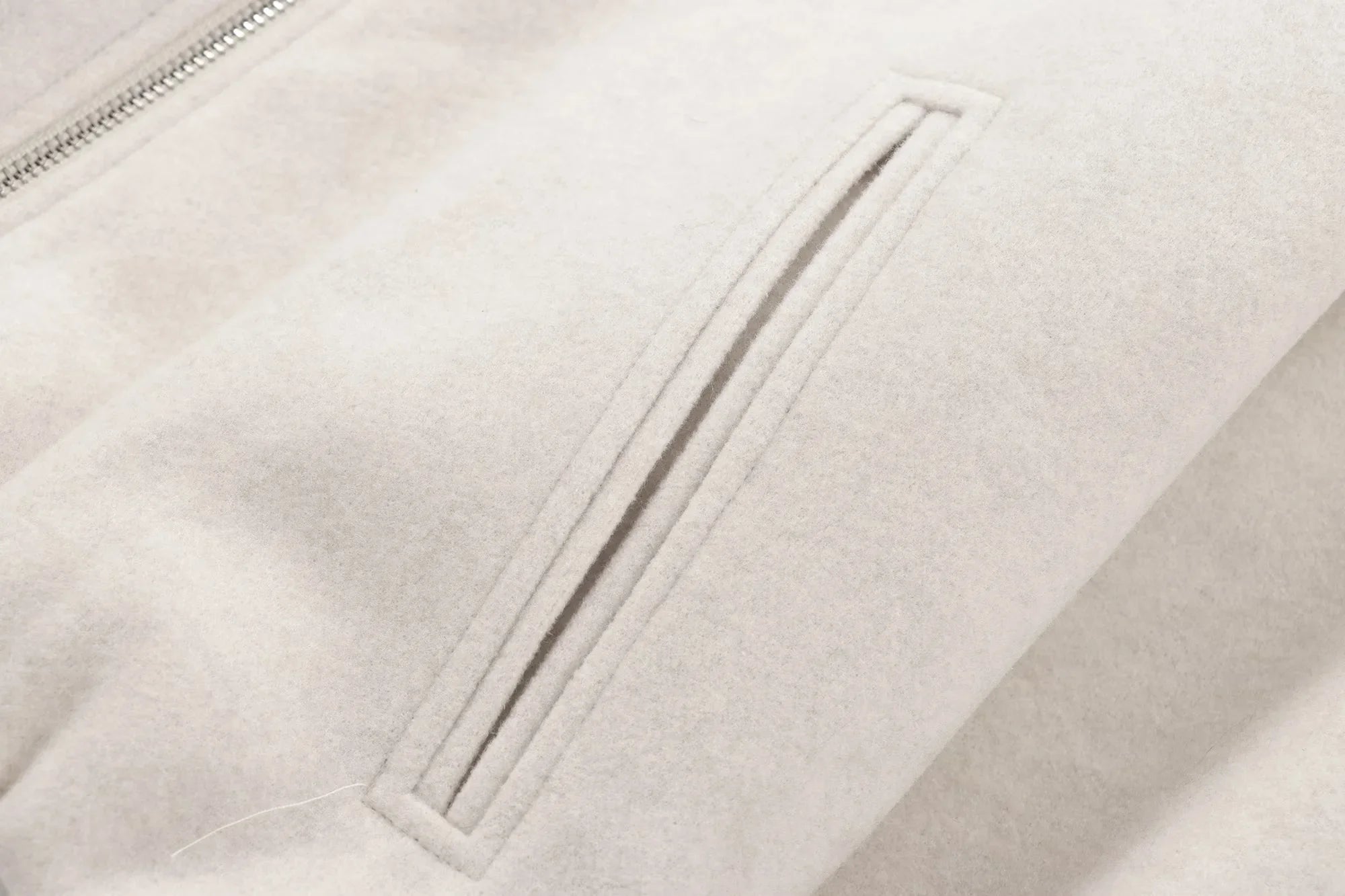 TRAF Outerwears Cropped Bomber Jacket Women Autumn Long Sleeve Faux Wool Coats For Woman Winter Zip Up Gray Beige Short Coats