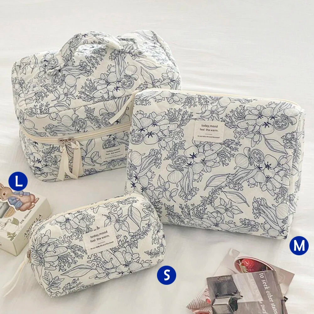 1pcs Quilted Cotton Makeup Bag