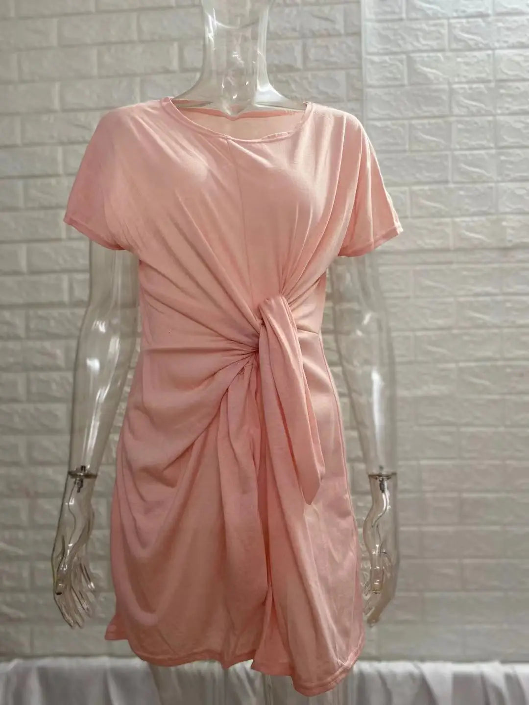 Women's Short Sleeve Asymmetrical Lace Up Dress