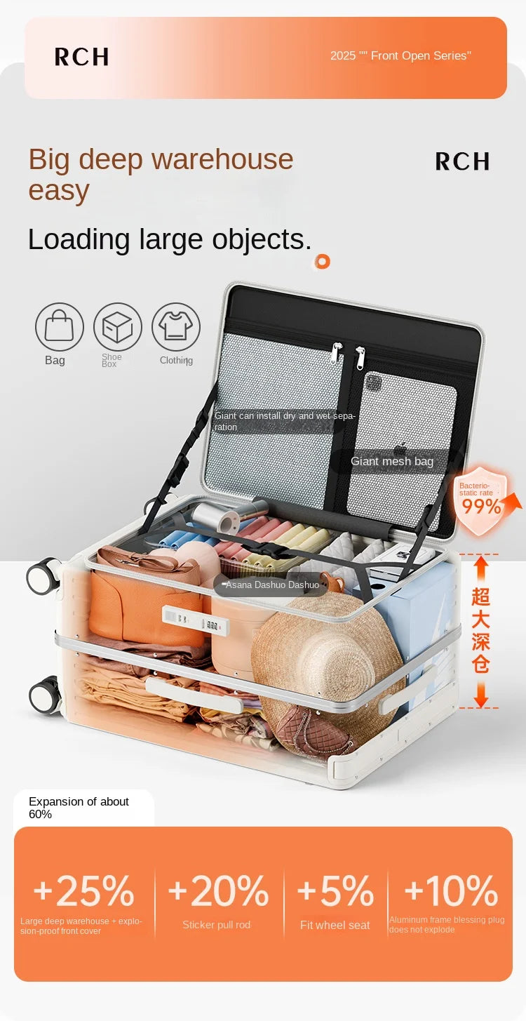 Wide Trolley Carry-on Suitcase
