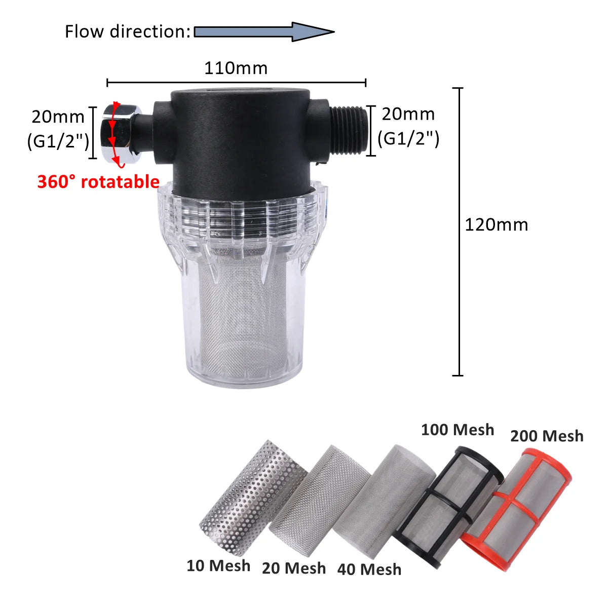 1pc Thread Stainless Steel Water Filter