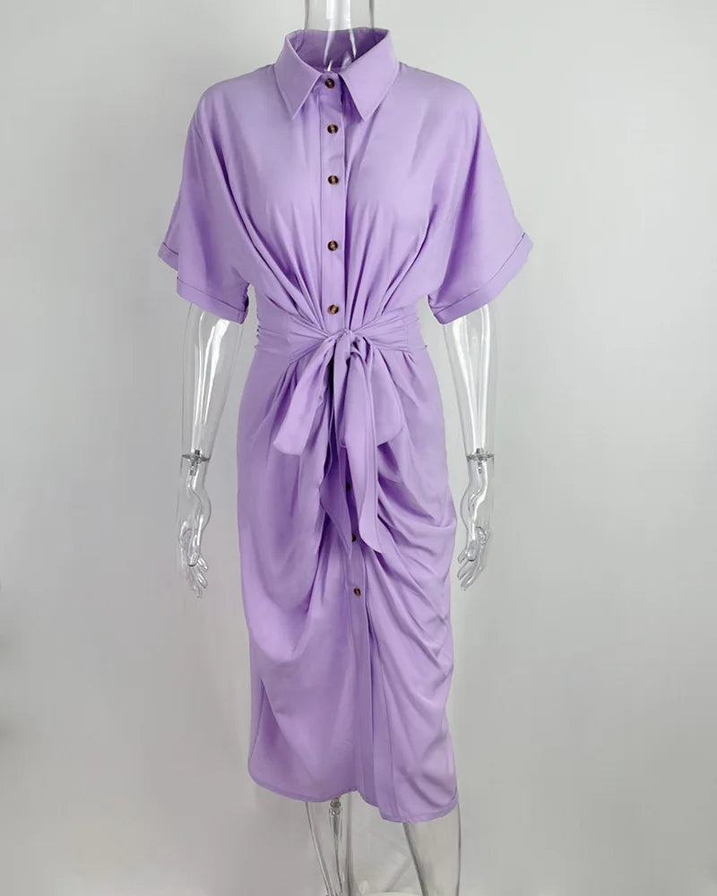 Women's Boho Print Turn-down Collar Dress