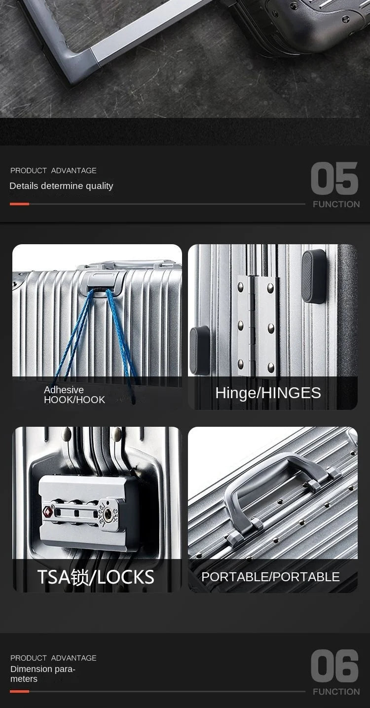 100% Aluminum-magnesium alloy Travel Suitcase