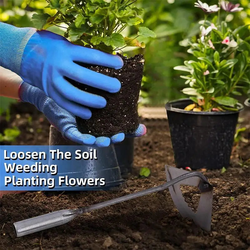 All-Steel Hardened Hollow Hoe Handheld Weeding Rake