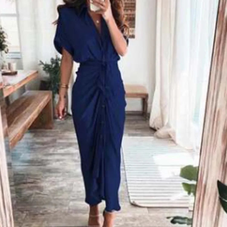 Women's Boho Print Turn-down Collar Dress