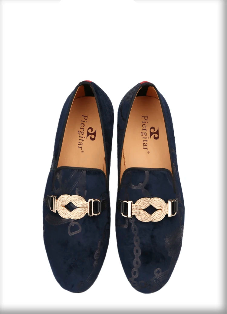 Men's Classic Loafers With Paisley Printing Made By Hand In Court Style