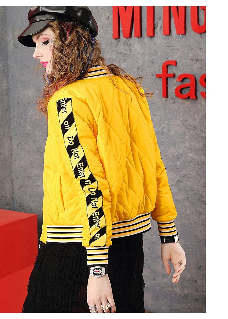 Yellow Winter coat for women short jackets for women Women's Long Sleeve coat Woman clothing Women's top