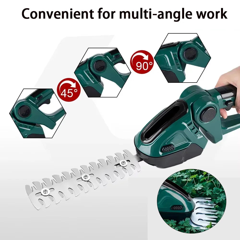 2 IN 1 Cordless Electric Hedge Trimmer