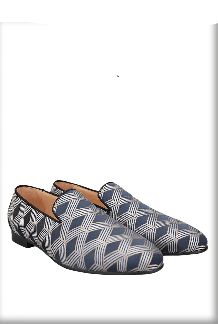 High Quality Silk Fabric Men's Slippers for Weddings and Parties with Leather Insoles