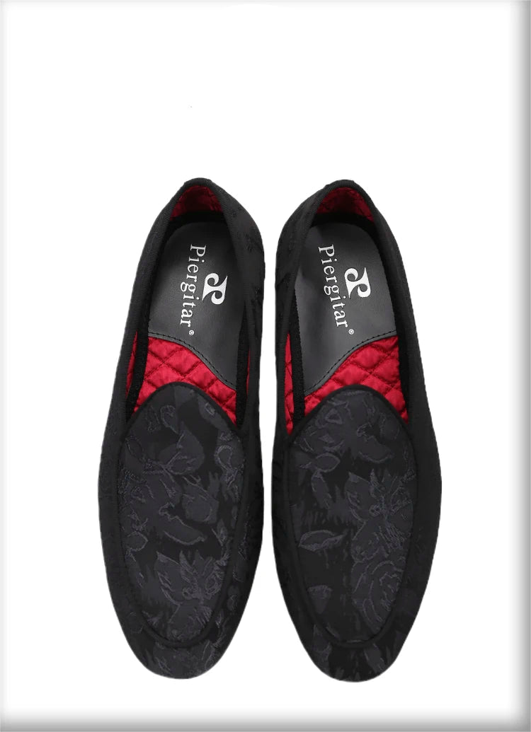The New Black and White Three-Dimensional Flower Silk Men's Moccasins for Party/Wedding