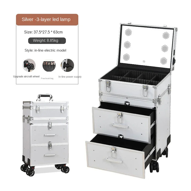 3-in-1 Makeup Rolling Luggage