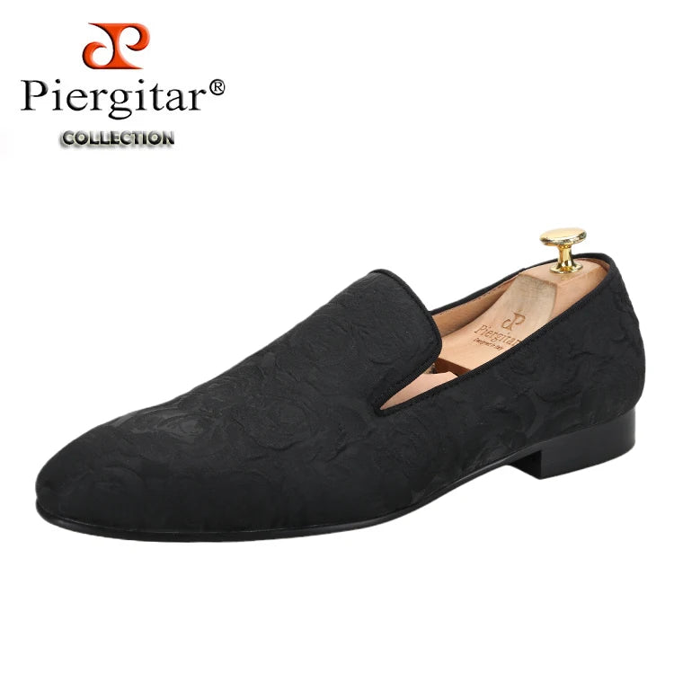 Piergitar Three Dimensional Flower Jacquard Fabric Men's Loafers For Party And Wedding Slip-On Moccasins Handmade In Guang Zhou