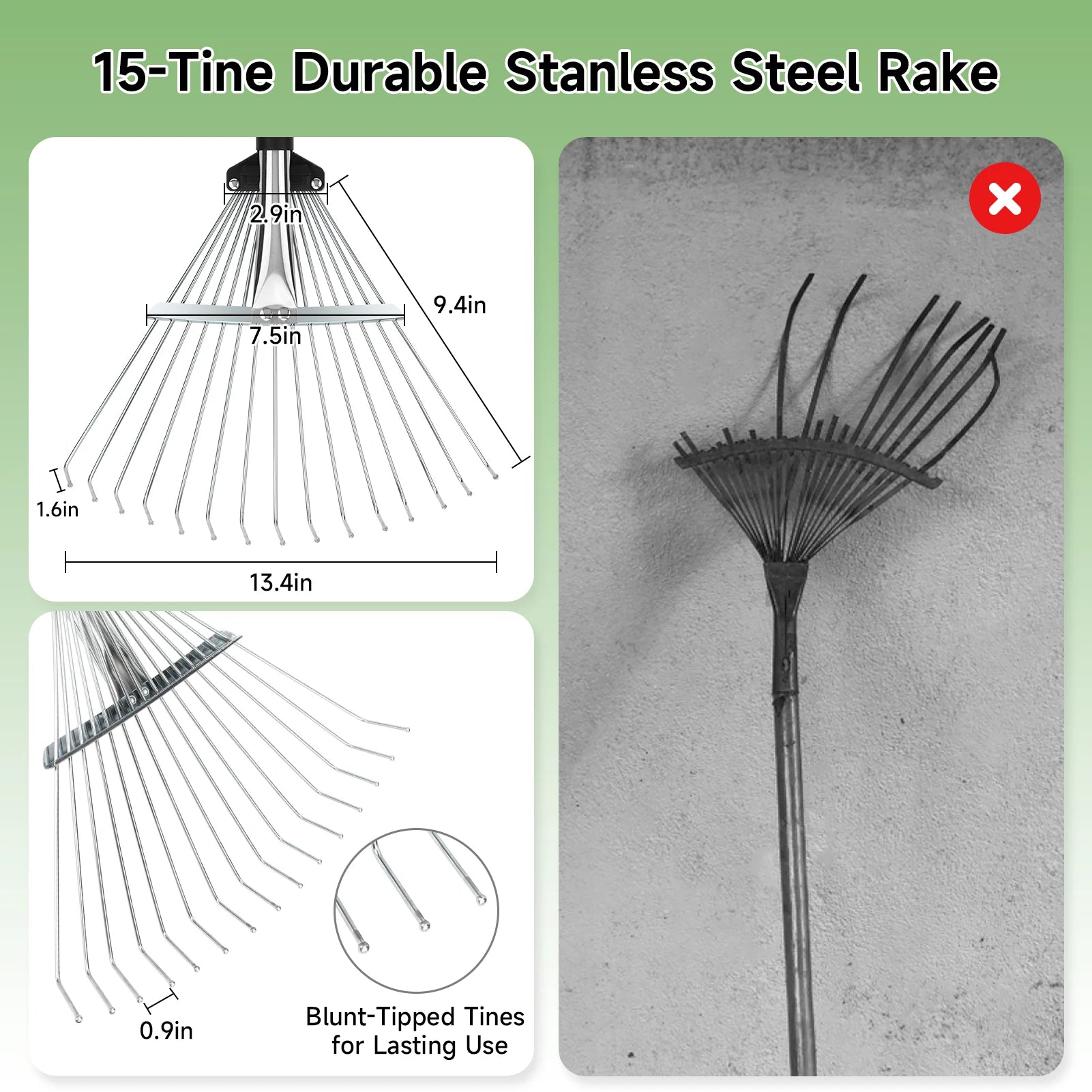 160CM Metal Garden Rake With Adjustable Handle