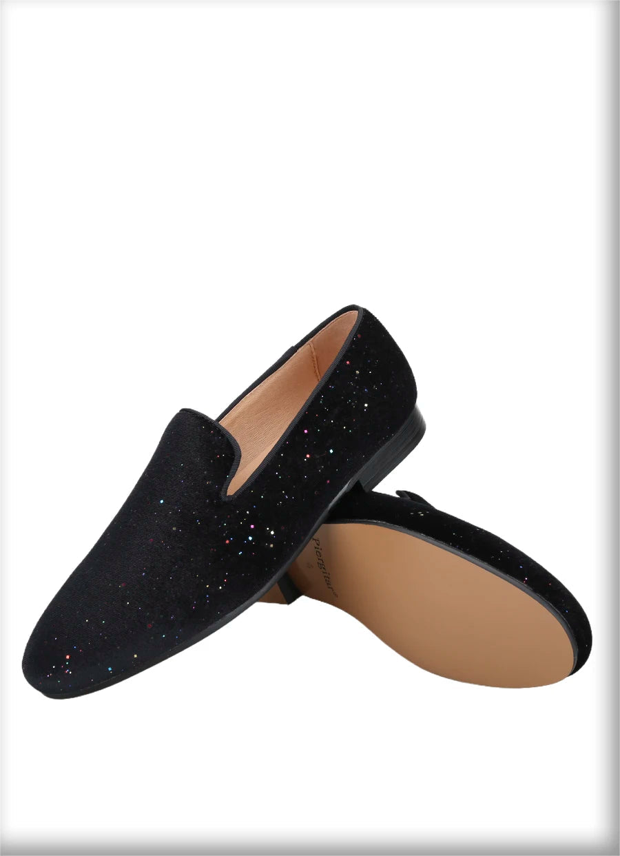 Mens Smoking Slippers with Breathable Leather Insoles and Handmade Sequins for Proms And Parties