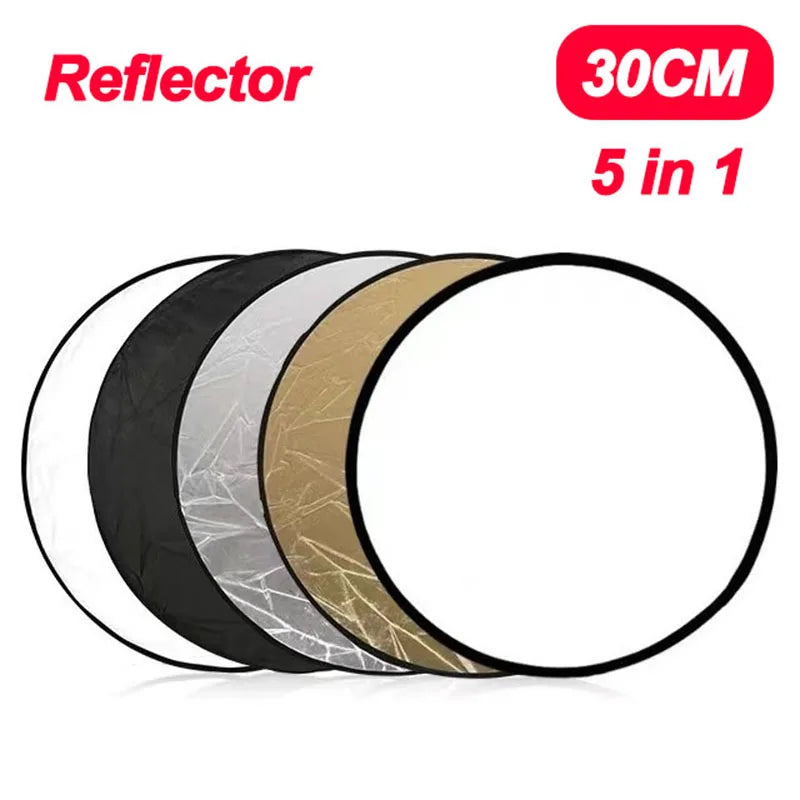 5 in 1 Round Reflectors Collapsible Photography Fill Light Batter Diffuser