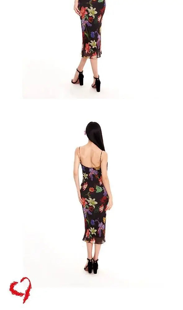 Black Tropical Maxi Dress 2025 Women Sleeveless Bodycon Mesh Dress Jungle Print Backless Evening Dress Dark Flora Aesthetic