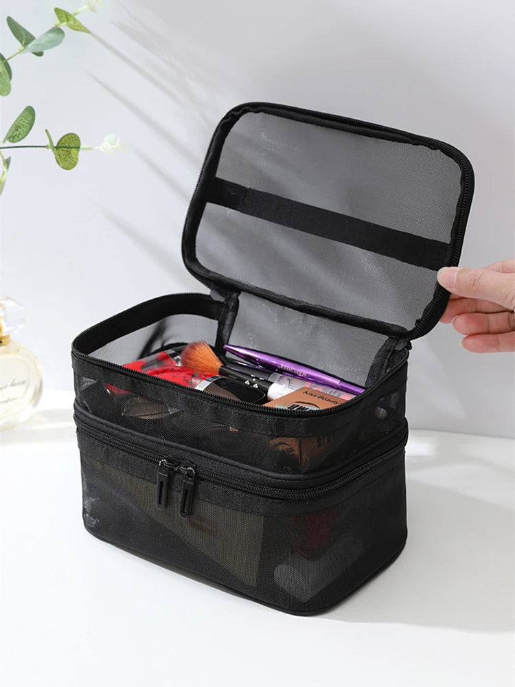 Double Layer Mesh Makeup Bag