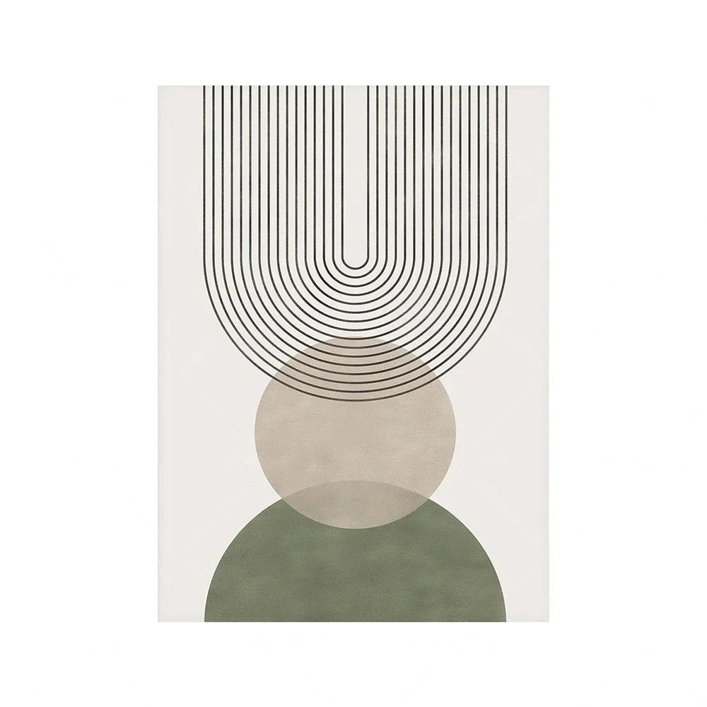Sage Green Botanical Abstract Boho Geometry Wall Art