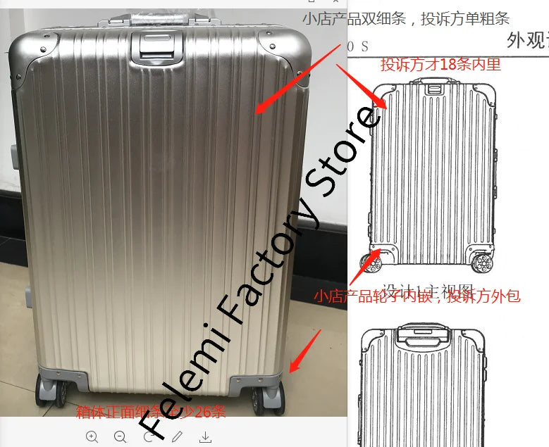 100% Aluminum-magnesium alloy Travel Suitcase