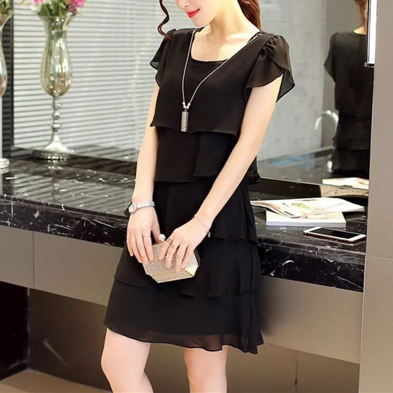 Women Ruffle Short Sleeve Dress