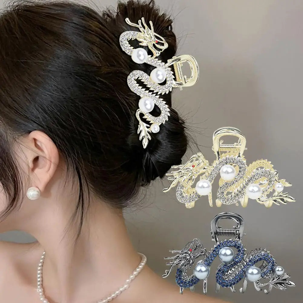 Blue Dragon Hairpin With Pearl Hair Claw