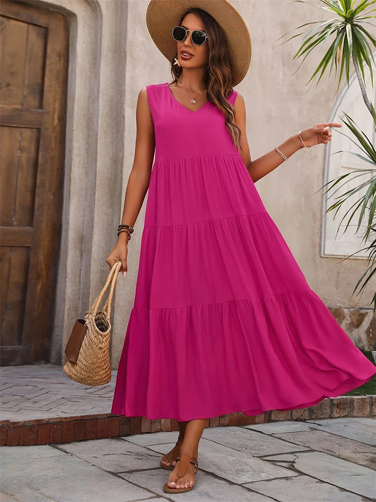 Long Loose Ruffle Dress