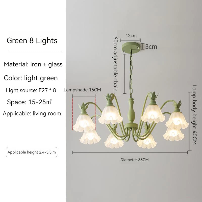 Green Pastoral Style Flower Pendel Chandelier