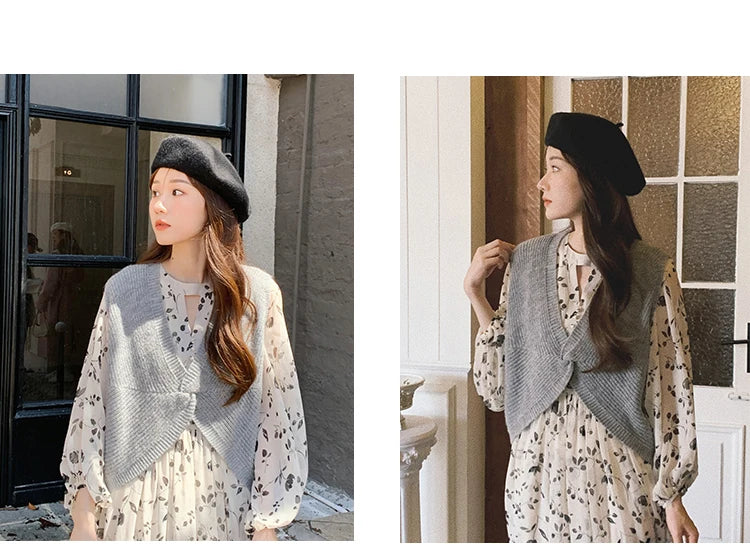 Floral Midi Dress Women Sweet A-Line Long Sleeve Hollow Out Dress Elegant High Waist Casual Long Dress Daily or Vacation Outfits