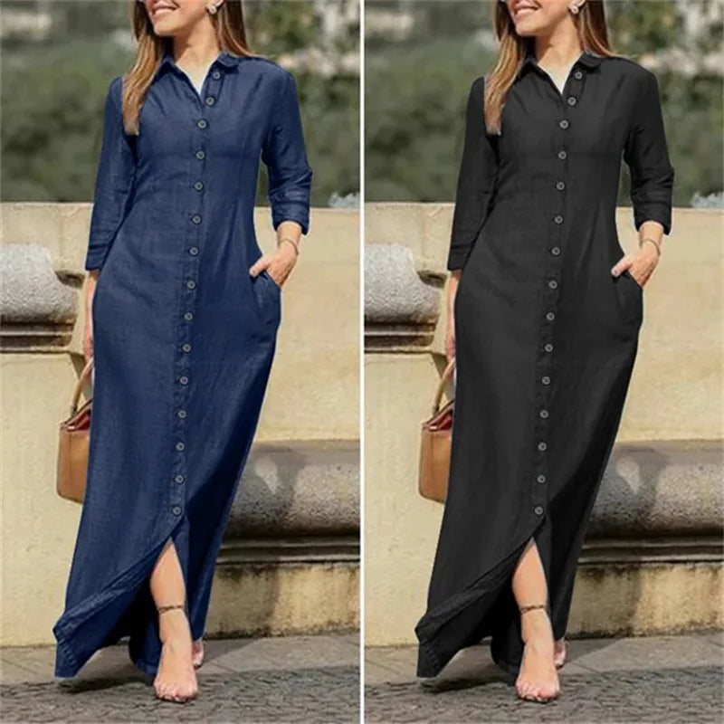 Women's Long Denim Blouse Dress