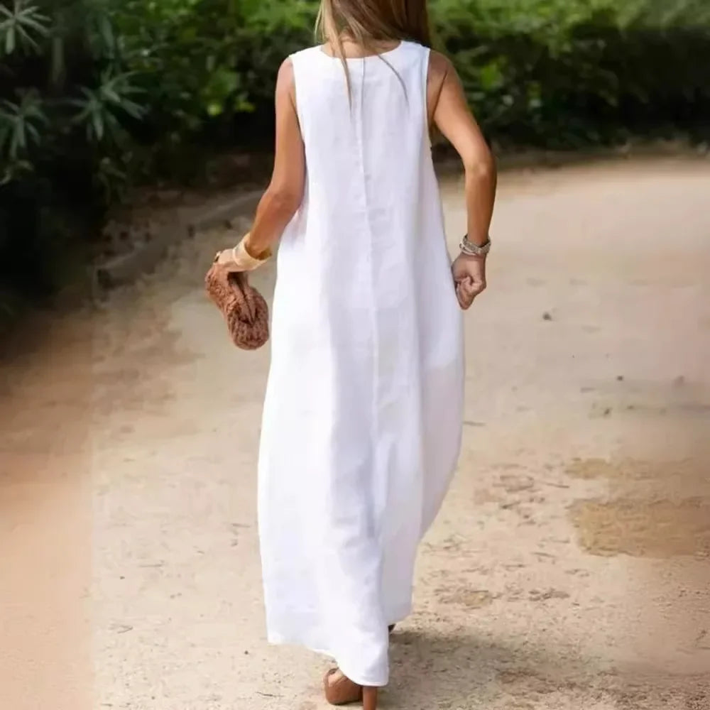 Women's Sleeveless Loose-fitting Spring Cotton Linen Dress