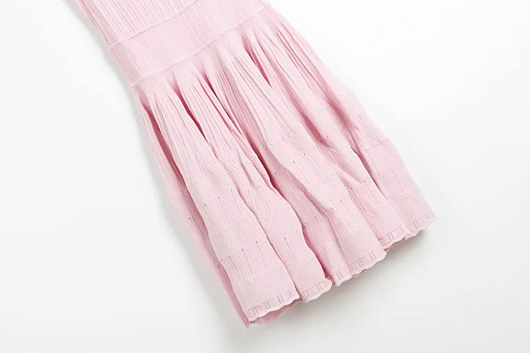 2025 Summer New in Pink Sleeveless Ribbed Knit Bodycon Mini Dress Versatile Work & Casual Outfit