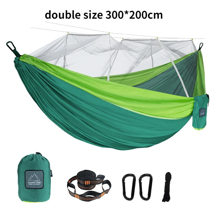 Single and Double Size Nylon Fabric Portable Travel Hammock