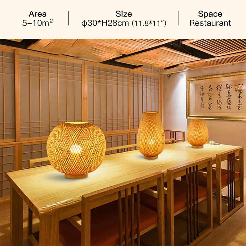 Contemporary Bamboo Weaving Table Lamp