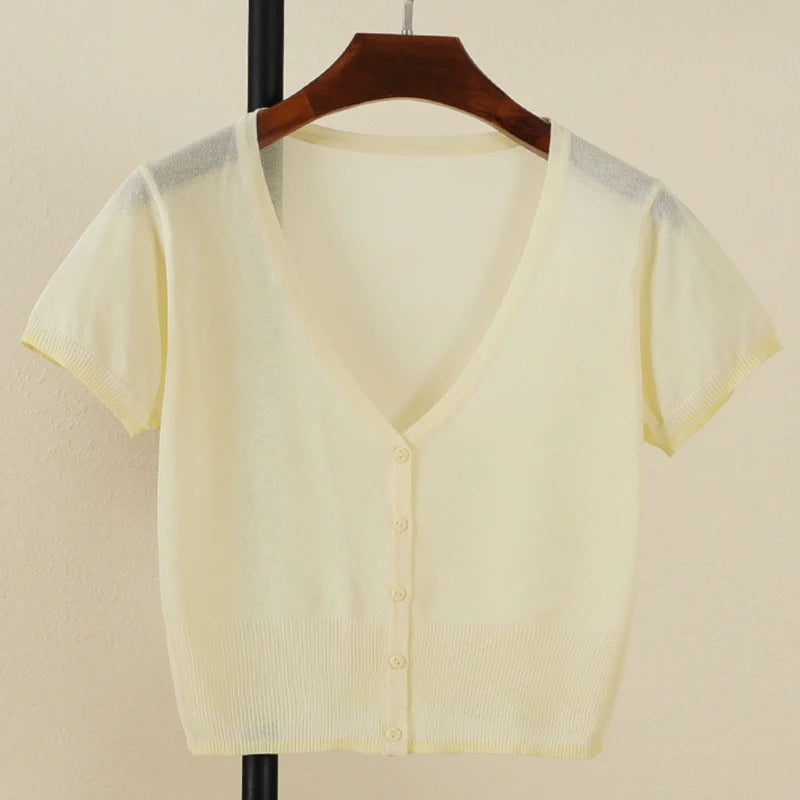 Outerwear Jerseys Summer Cardigan Women Cropped Blouse