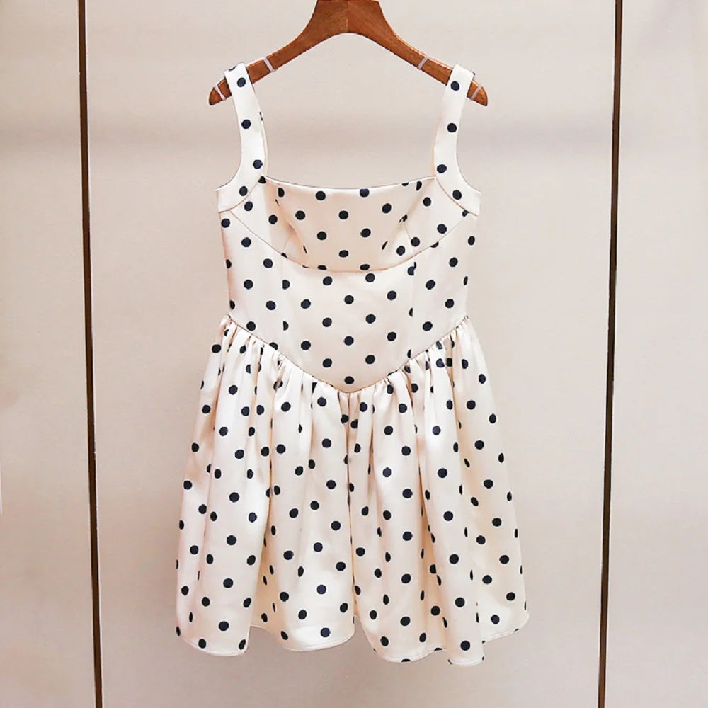 traf 2025 woman suspender skirt satin polka dot print corset sexy ladies dress y2k clothes New high quality party mini skirt bra