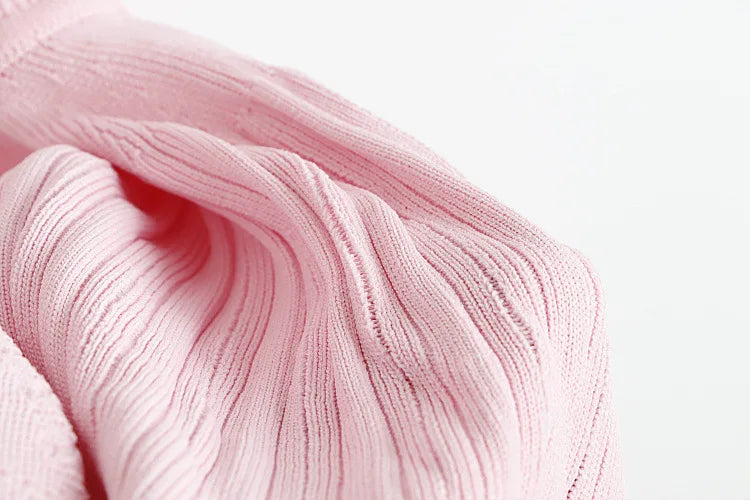 2025 Summer New in Pink Sleeveless Ribbed Knit Bodycon Mini Dress Versatile Work & Casual Outfit