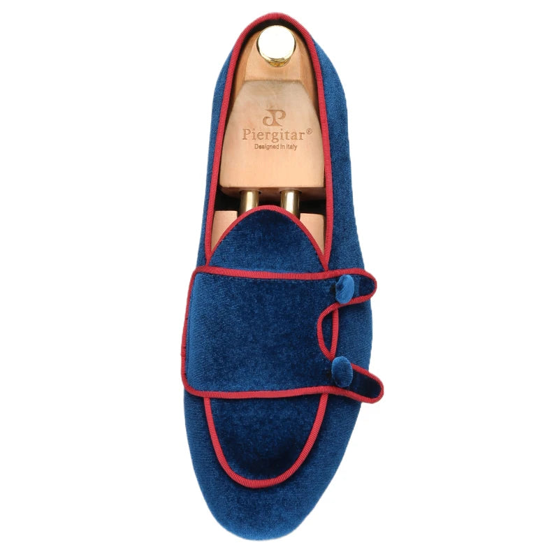 Double Monk Men Velvet Shoes Made Adult Fashion Dress Moccasins Luxury Designer Brand Men Loafers Plus-Size