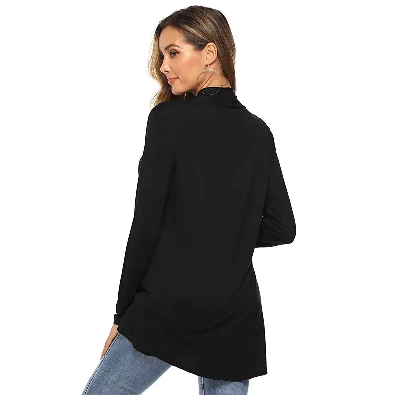 Women's Knitted Cardigan for Spring and Summer Versatile Large Size Cardigan Medium to Long Length Long Sleeve Outcoat